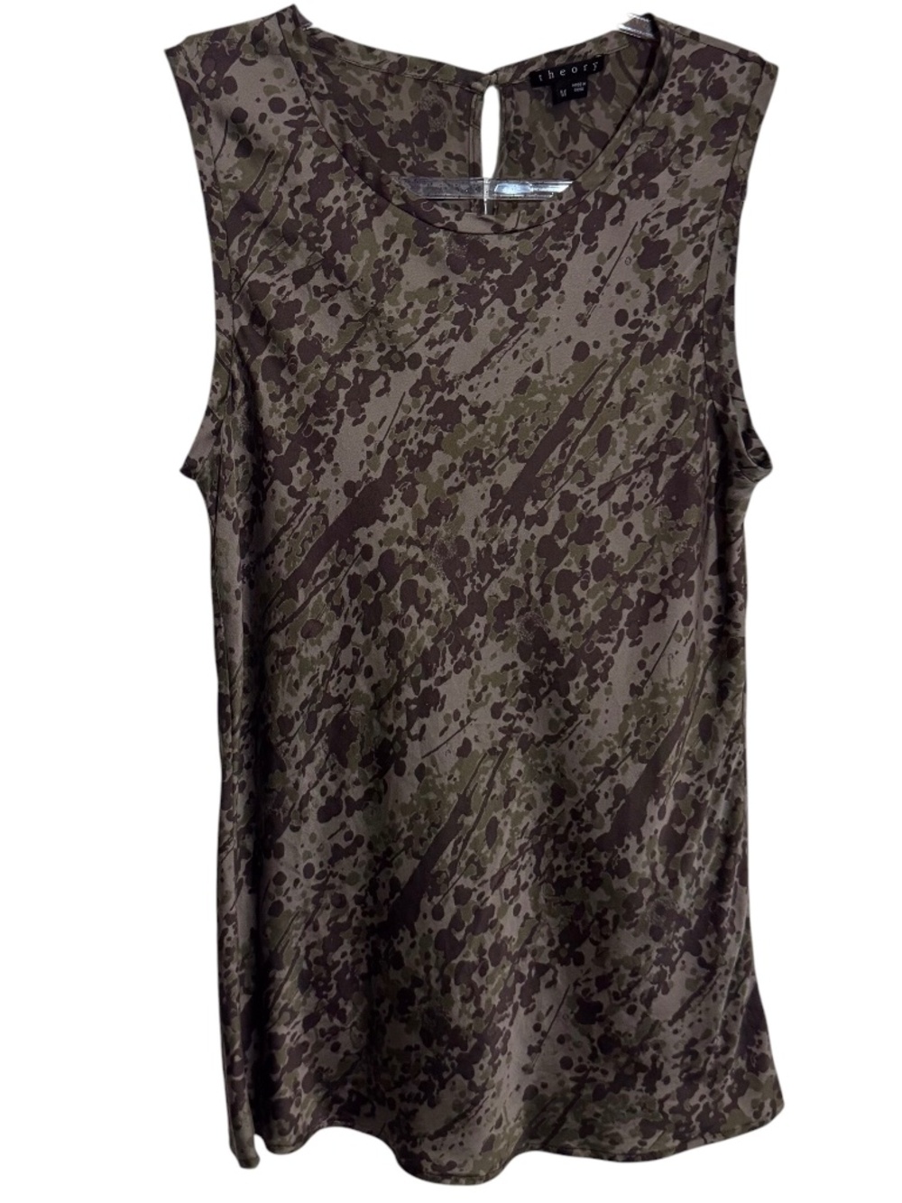 Theory Medium Y2K Silk Blend Tank Top Sleeveless Geometric Splatter Print City